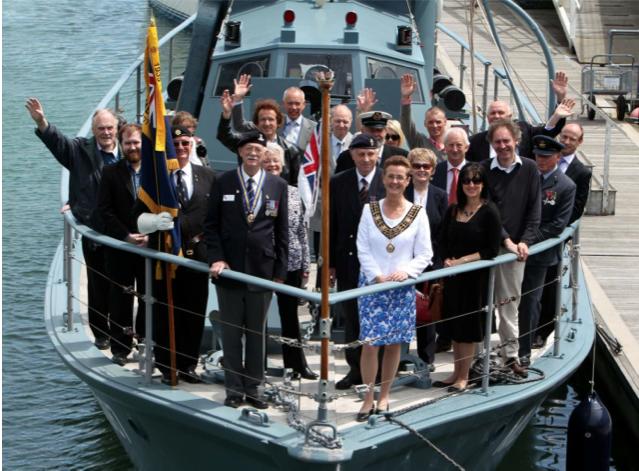 The Mayor of Southampton, VIPs and veterans on board at the re- dedication in Southampton This task completed, we had the option of an overnight passage to Ouistreham or go back to Haslar for an