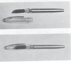 One of the most original improvised pick sets to show up is pictured in Figure 34. This "007" type device was built around a readily available hobby knife.
