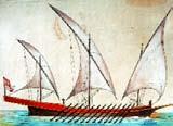 Slightly small, often painted in bright green and blue and had two sails.