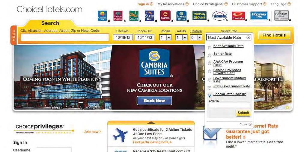 How to book choicehotels.