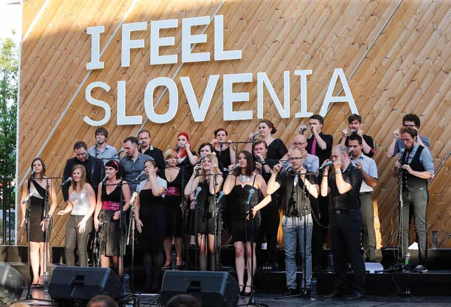 events who is also the Slovenian ambassador on EXPO. For the EXPO visitors a diverse cultural and artistic programme was organised and the highlight was the evening concert by Perpetuum Jazzile.