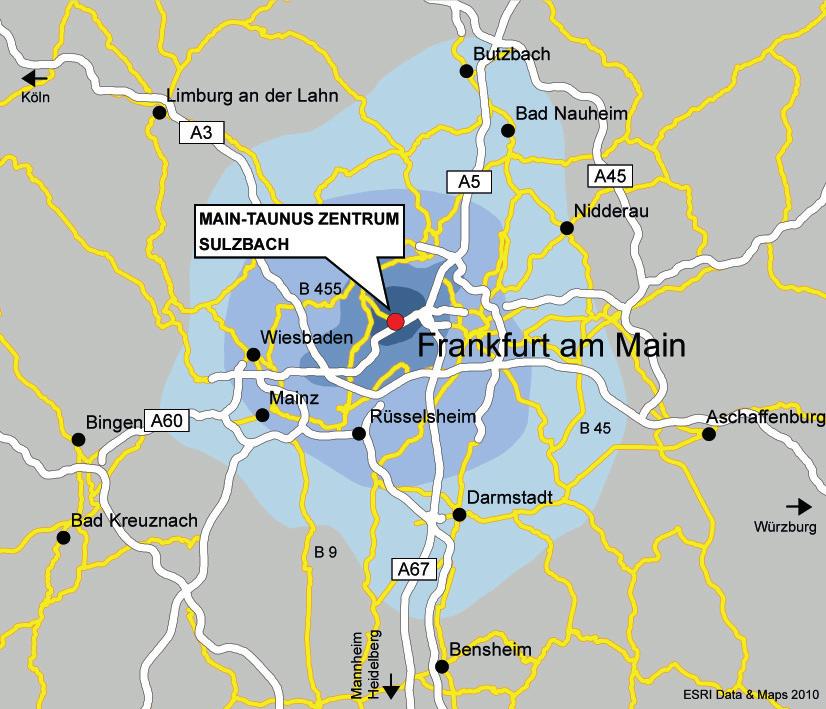 Accessibility / Catchment Area Main-Taunus-Zentrum is one of the centers with the highest