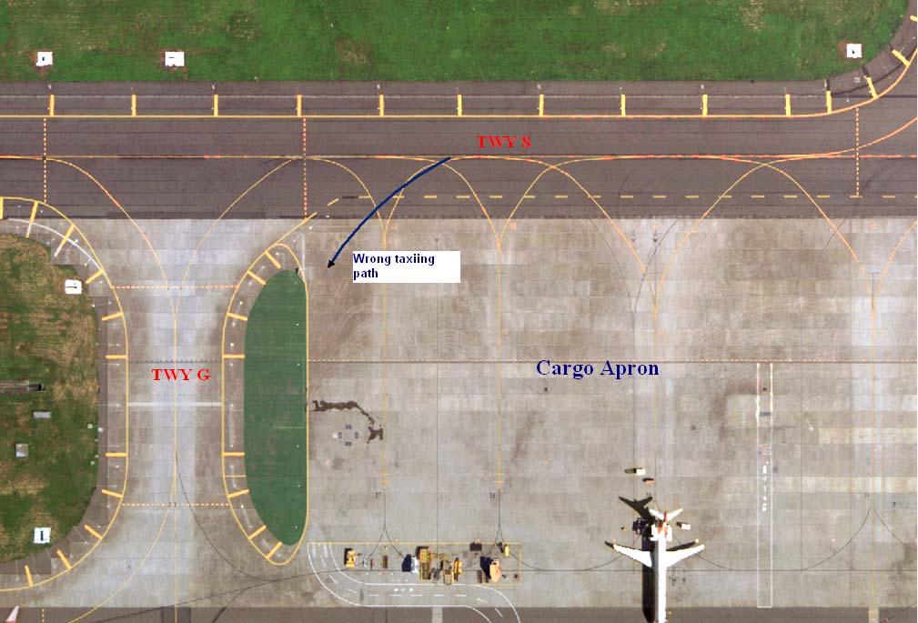 standards, the performance of pavement markings at this area did not work effectively in directing taxiing airplanes to turn to Taxiway G.