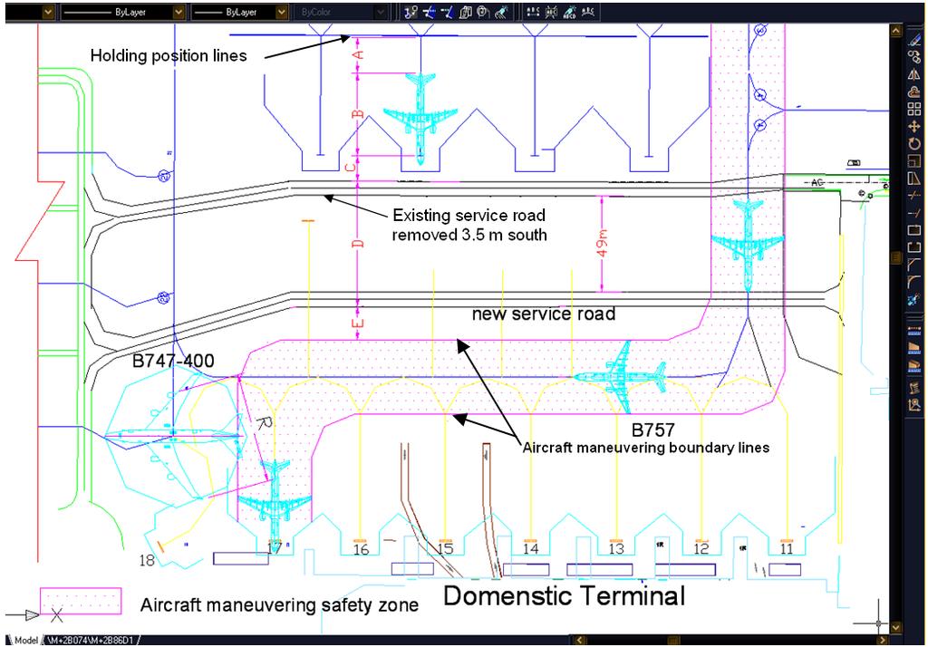 4. The parking position metrics were developed to evaluate the clearances between two neighboring aircraft.