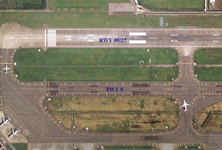 3. The width of Taxiway S was reduced from 60 m to 23 m since having a width of 60 m might confuse pilots when approaching the aircraft to the landing runway.