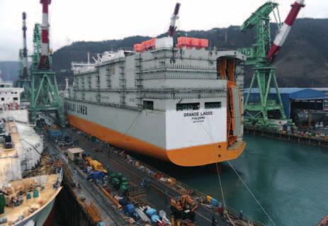 Fleet Development Launching of the Grande Lagos On the 10th of March, the Grande Lagos, a new ro/ro-multipurpose vessel of the Grimaldi Group was launched at the South Korea s Hyundai Mipo Dockyard.