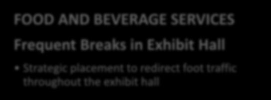 Exhibit Hall Hours Greater opportunities for attendee face-time FOOD AND BEVERAGE