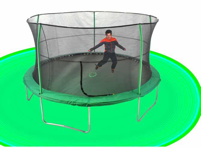 TRAMPOLINES Trampoline Features: - Rust resistant heavy duty galvanized steel frame built for safety and durability - 5 W shaped legs for added stability while jumping - Patented POD connector design