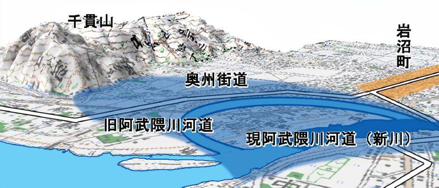 by the 1611 tsunami is shown in blue (Ebina, 2011) Present Abukuma Riv. Sengan Mt. Iwanuma Present Abukuma Riv.