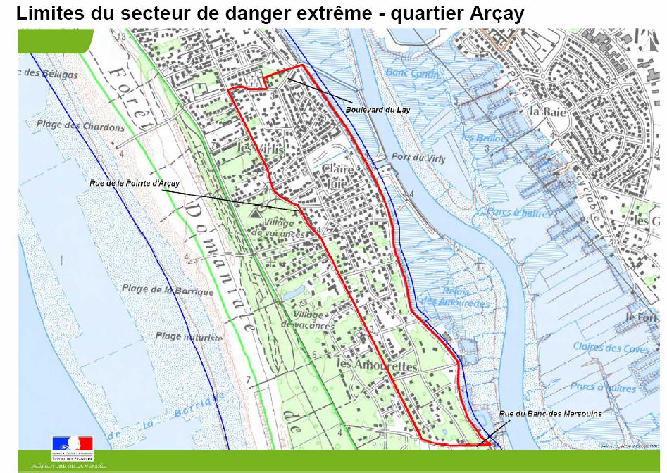 The french State decided to issue a strongly contested «zone of extreme danger» («black zone» then «solidarity zone»..) and mapped it officially.