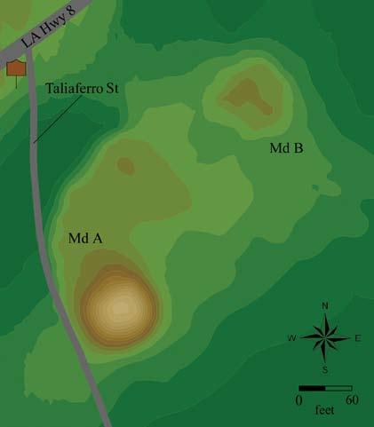 Harrisonburg Mounds Alexander Mound GPS Coordinates: Latitude: 31.768416 Longitude: -91.826 In Harrisonburg, from the north on La 124 or east on La 8, head west on La 8/La 124/N Bushley Street. Go 0.