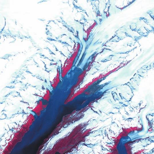 ALPINE GLACIERS 535 NASA/GSFC/METI/ERSDAC/JAROS, U.S. Japan ASTER Science Team J. Petersen FIGURE 19.18 Glaciers carved the deep College Fjord, seen here in a satellite image, in northwestern Alaska.