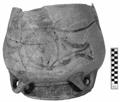 12) was restored with sherds from Layers 2 and 4 and is of particular interest; it was heavily burnished, and the shoulder zone was decorated with a free and complex composition of stylized foliate