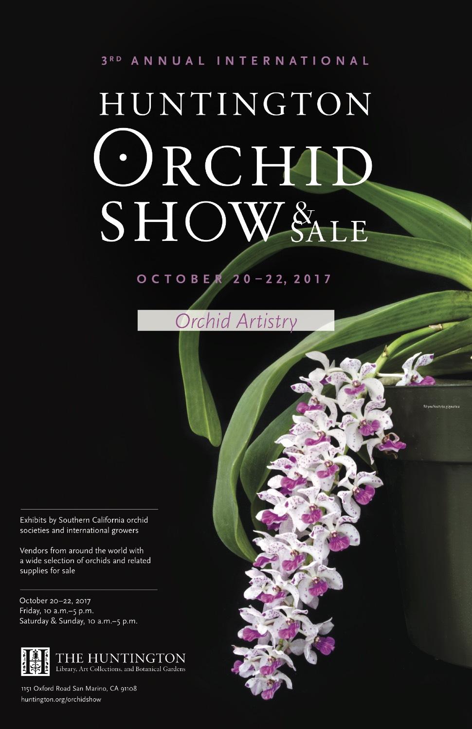 COS Will Have Exhibit At Huntington Orchid Show To Be Held October 20-22 The Huntington Orchid Show is right around the corner, Friday through Sunday, Oct 20-22.