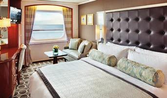 wine plus choice of spirits from set menu upon embarkation / Complimentary soft drinks, beer and bottled water in room / Personal butler service / Large Bose VideoWave III flat-screen televisions /