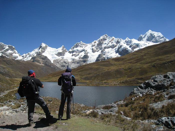 We make an easy descent to camp either at the isolated Laguna Carnicero (or Juraucocha) lake (4400m) or 30 minutes further on at another camp among a sprinkling of local farm homes in the open