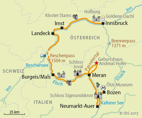 1. day Innsbruck arrival You must see the famous Goldene Dachl and the Hofburg of Innsbruck! Welcome/briefing for the tour and handing out of the bikes. 2.