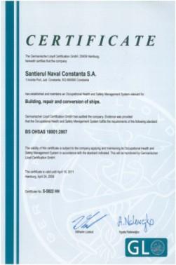 certificate which regards all aspects of environmental damages; Which in turn is coupled with OHSAS 18001:2007 Occupational Health and Safety System certificate to assess the risk