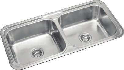 CORAL L - Double Bowl Sink 400 500 R80 R80 R80 450 450 1020 