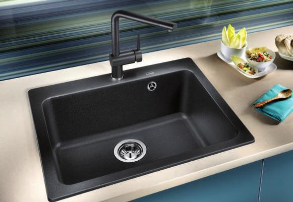 BLANCO NAYA 6 - SILGRANIT TM PuraDur TM Tailored to your style Balanced, modern lines Spacious, deep single bowl with integrated overflow and continuous tap ledge Sink comfort in a compact shape For