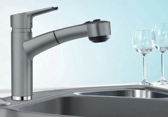 BLANCO MERKUR-S - SILGRANIT TM -Look Great performance and design Modern, contemporary design - striking + powerful Generous space below the spout Longer and higher spout for easier filling of pans