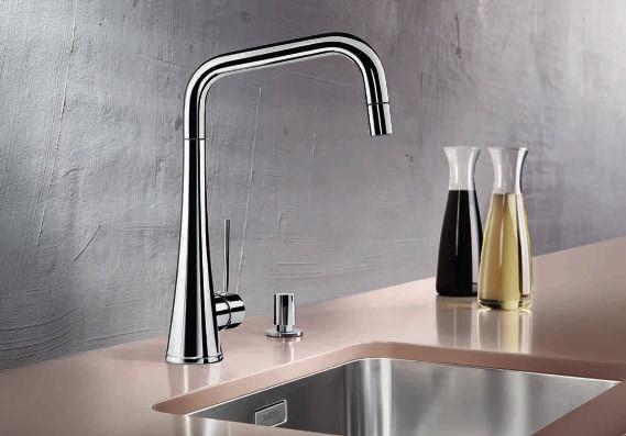 360 BLANCO JULOS- S Elegant contours, gentle curves Sophisticated, modern design: Tap with tapered body Spout can be swivelled through 360 for greater cover High arc spout for easy filling of pans