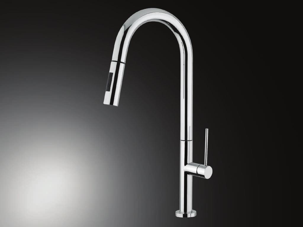 SLIM 203 SLIM - Single lever kitchen mixer with pull-out shower double jet Chrome: 566.23.