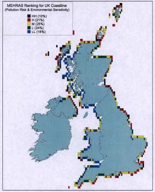99 (152) Figure 56. Potential Marine Environmental High Risk Areas (MEHRA s) ranking for the UK coastline.