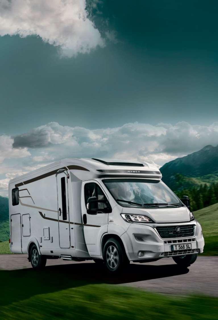area floor. Highlights of the HYMER T-Class SL are its abundant headroom and freedom to move, not to mention its first-class inventory.