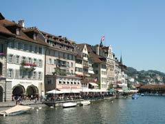 We stop in Schaffhausen to see the largest waterfalls in Europe, the RHINE FALLS, where in summer 600,000 liters of