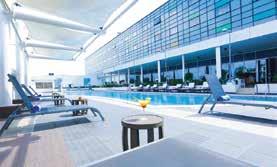 The hotel has a year-round outdoor pool and views of the city, and