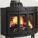 Jøtul I 400 Flat has a flat front and Jøtul I 400 Panorama has arched glass and both offer a great view of the burning logs.