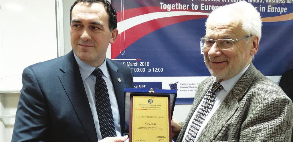 Erhard Busek, për kontributin e tij në rrafshin politik e shkencor, si dhe për angazhimin e tij në çështjen e Kosovës Rektori i UBT-së, prof.