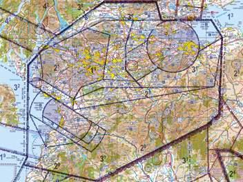 3 Terminal Manoeuvring area (TMA) These cover areas where there may be several busy aerodromes close together; for example the London,