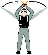 6 a) Normal stop Fully extend arms and wands at a 90 angle to the sides and slowly move to above