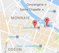 Take entrance to Saint Paul metro station Catch metro #1 La Defense-Grand Arche to Chatelet station Catch metro #4 Marie de Montrouge to Saint Michel-Notre Dame. Exit.
