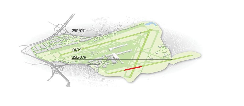 If due to wind conditions runway 25R cannot be used, runway 07L will be used for take-off and landing.