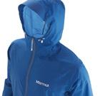 MARMOT MEMBRAIN Strata SHELL strata PROTECTS THE WATER- PROOF MEMBRAIN LAYER Essence Jacket Weight 170.1 g Materials MemBrain strata 100% Nylon Ripstop 1.6 oz/yd Center Back Length 71.