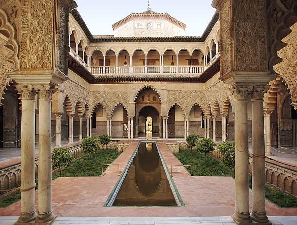 Overnight in Seville. The Palace premises comprise courtyards and fountains, as well as, the Nasrid buildings that served as living quarters for the monarchs.