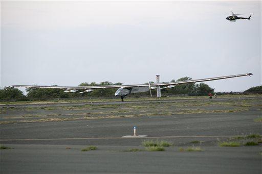 The plane, piloted by Andre Borschberg, is attempting to In this image released by Solar Impulse 2, the solar powered plane, piloted by Andre Borschberg