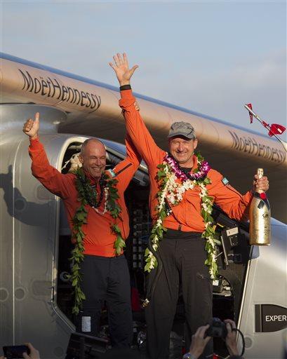 Airport, Friday, July 3, 2015 in Kapolei, Hawaii. The Solar Impulse 2 is attempting to fly around the world without fuel.