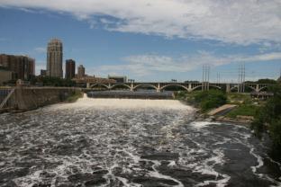Continue walking west on the Stone Arch Bridge. On your right will be St.