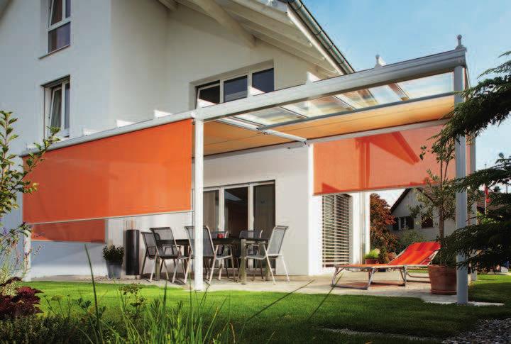 Frame colour RAL 9016 I Pattern 3-503, Soltis WGM 1030/2030, SOTTEZZA II, VERTITEX Three perfect sun shades With the right form of sun protection for your patio roof, Glasoase or conservatory, the