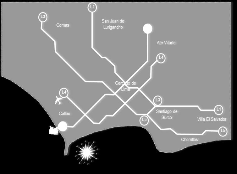 Lima-Callao Metro Line 3 Línea 3 TO BE CALLED Purpose: Purpose: Line 3 (North- South axis) will be an approximately 38km length.
