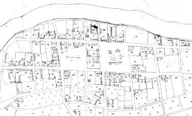 18. attēls. Bauskas plāna fragments, 1797. (LVVA-9) 19. attēls. Bauskas panorāma, 1792. Zīmējuma autors: Johans Kristofs Broce. (Broce, 2007: 402) Ventas upes piekrastē un Vindavas pilsētas nomalē 18.