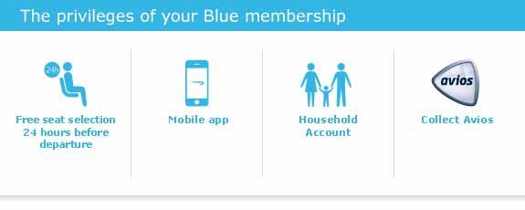 Blue membership privileges Little things make a big difference Our Blue Members are able to enjoy little treats like reward flights or cabin upgrades paid for with Avios, earning Avios from flying