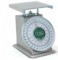 Two capacity ranges available: from 32-oz. x 1/8-oz., and from 5-lbs. x 1/2-oz. Slanted, easy-to-read dial. Not legal for trade. Stainless Steel Washdown Safe Scale Washdown when powered by batteries.