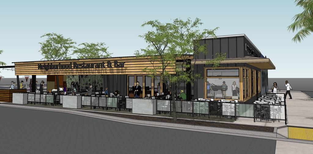 Rendering > Current Building 1,850 SF + up to 2,000 SF of patio Public