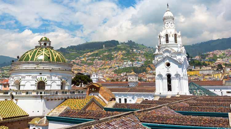 Quito, Ecuador CLASSIC ECUADOR Take a stroll through Quito admiring the cobblestone streets of the old town, ornate churches and pastel coloured houses.