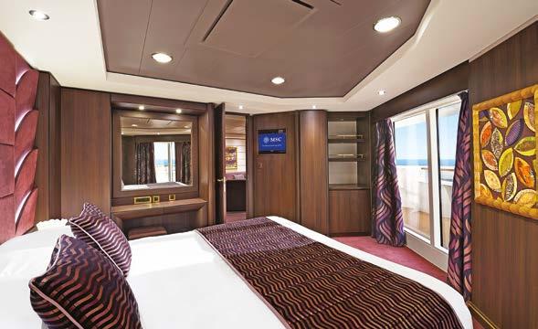 SUITE These ships offer a variety of different types of suites, some with a balcony and some with a panoramic sealed window.